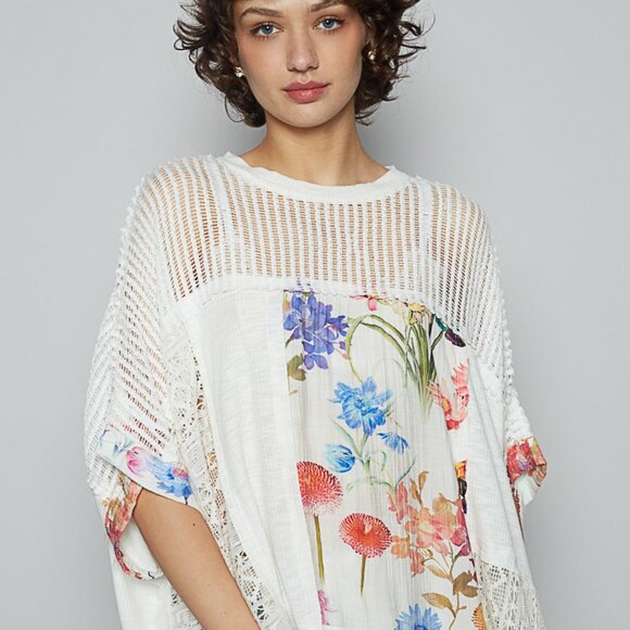POL Lightweight Floral Top in Off White Multi - Picture 1 of 5